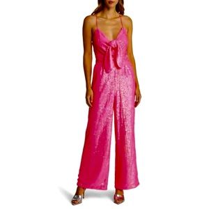 BTFL-life Vlane Sequin Jumpsuit Bright
Pink Neon Strappy Bow Barbie Party